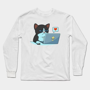 Cat at the computer. Long Sleeve T-Shirt